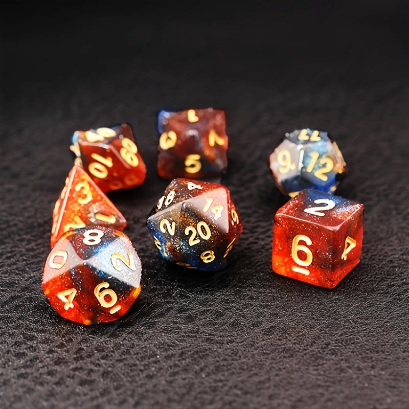 Kosmischer Bernstein Diceset | 7-teiliges Würfelset