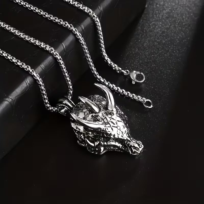 Drachenkopf Metall Kette | Silber