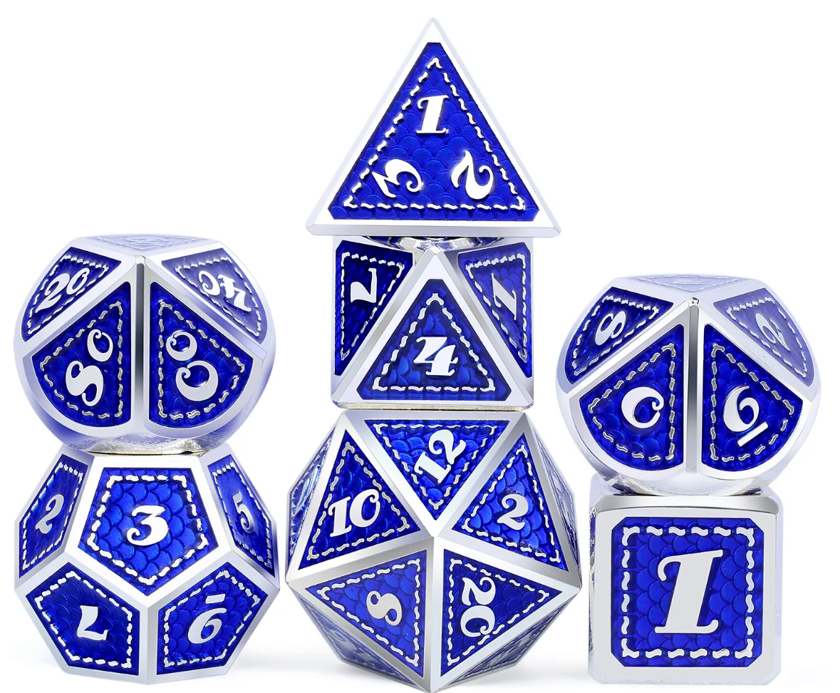 Blaues Wunder Metall | 7 teiliges Würfelset