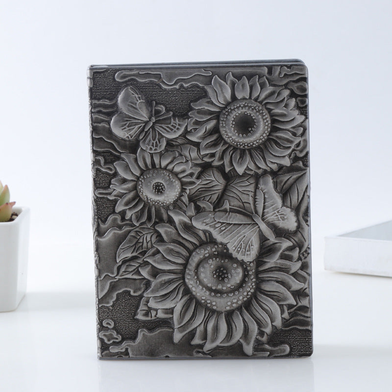 Flowerpower Tagebuch | Mit Prägung | Kunstleder Notebook Din A6
