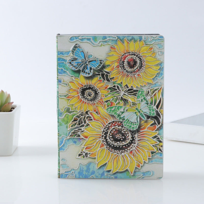 Flowerpower Tagebuch | Mit Prägung | Kunstleder Notebook Din A6