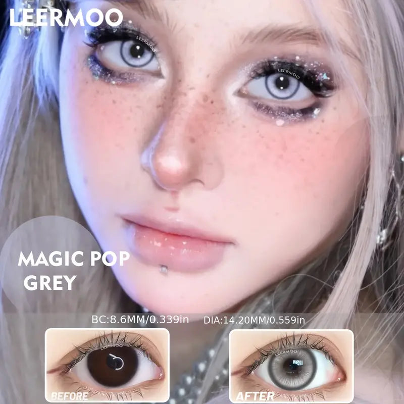 Void Grey - Grau-Weiße Monatslinse ohne Sehstärke | Leermoo Kontaktlinsenpaar