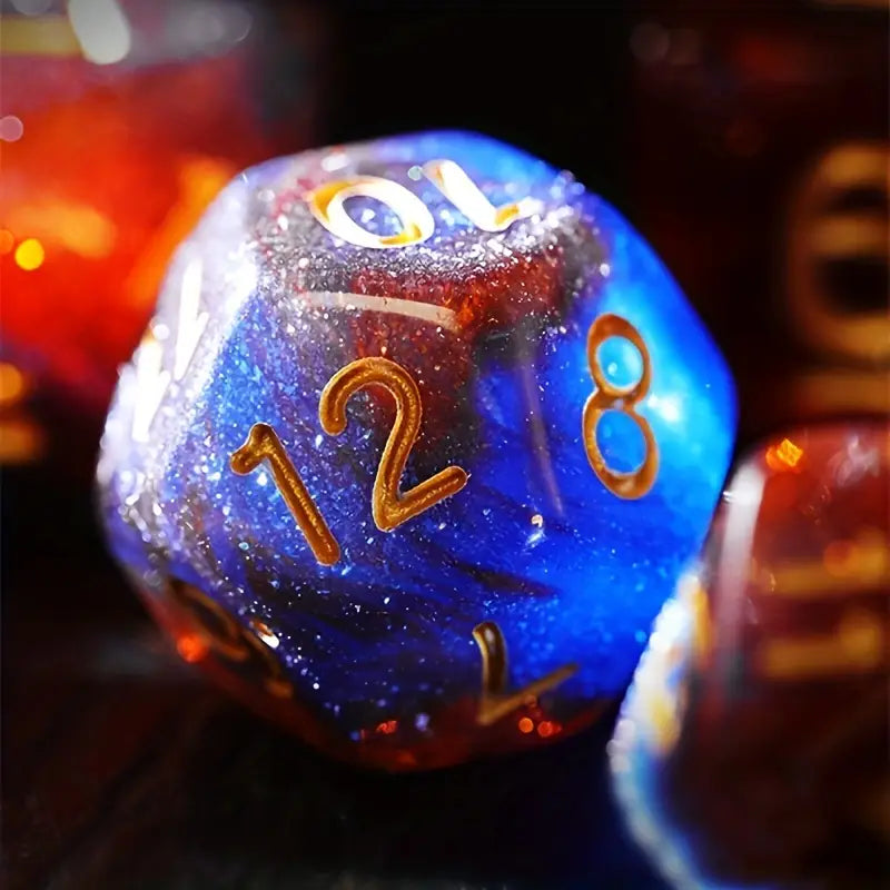 Kosmischer Bernstein Diceset | 7-teiliges Würfelset
