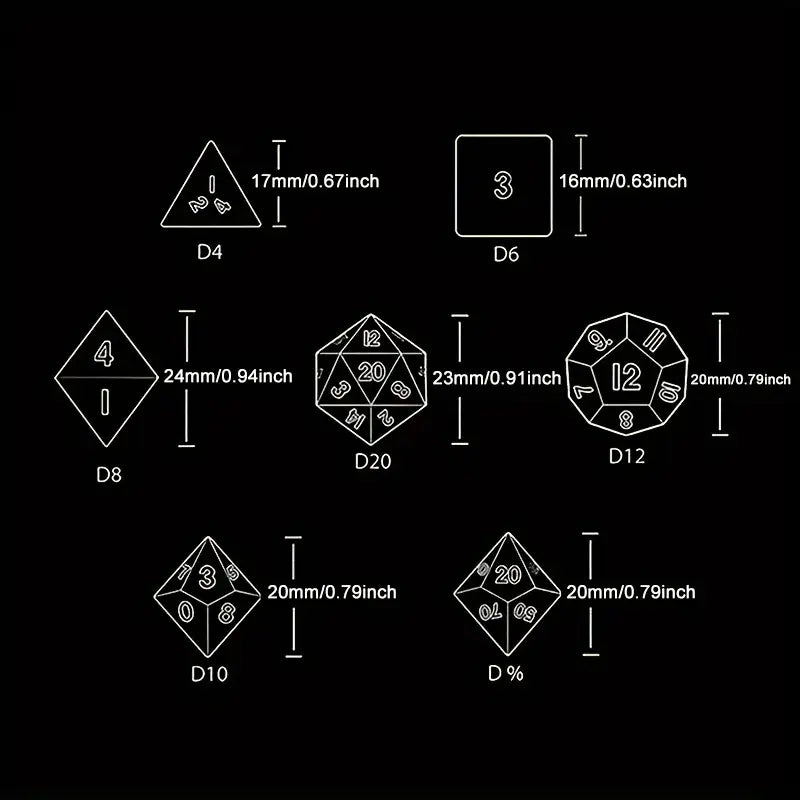 Kosmischer Bernstein Diceset | 7-teiliges Würfelset