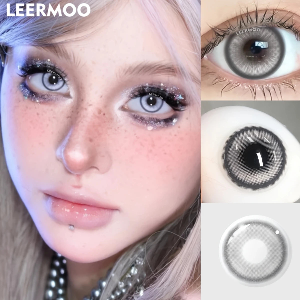 Void Grey - Grau-Weiße Monatslinse ohne Sehstärke | Leermoo Kontaktlinsenpaar