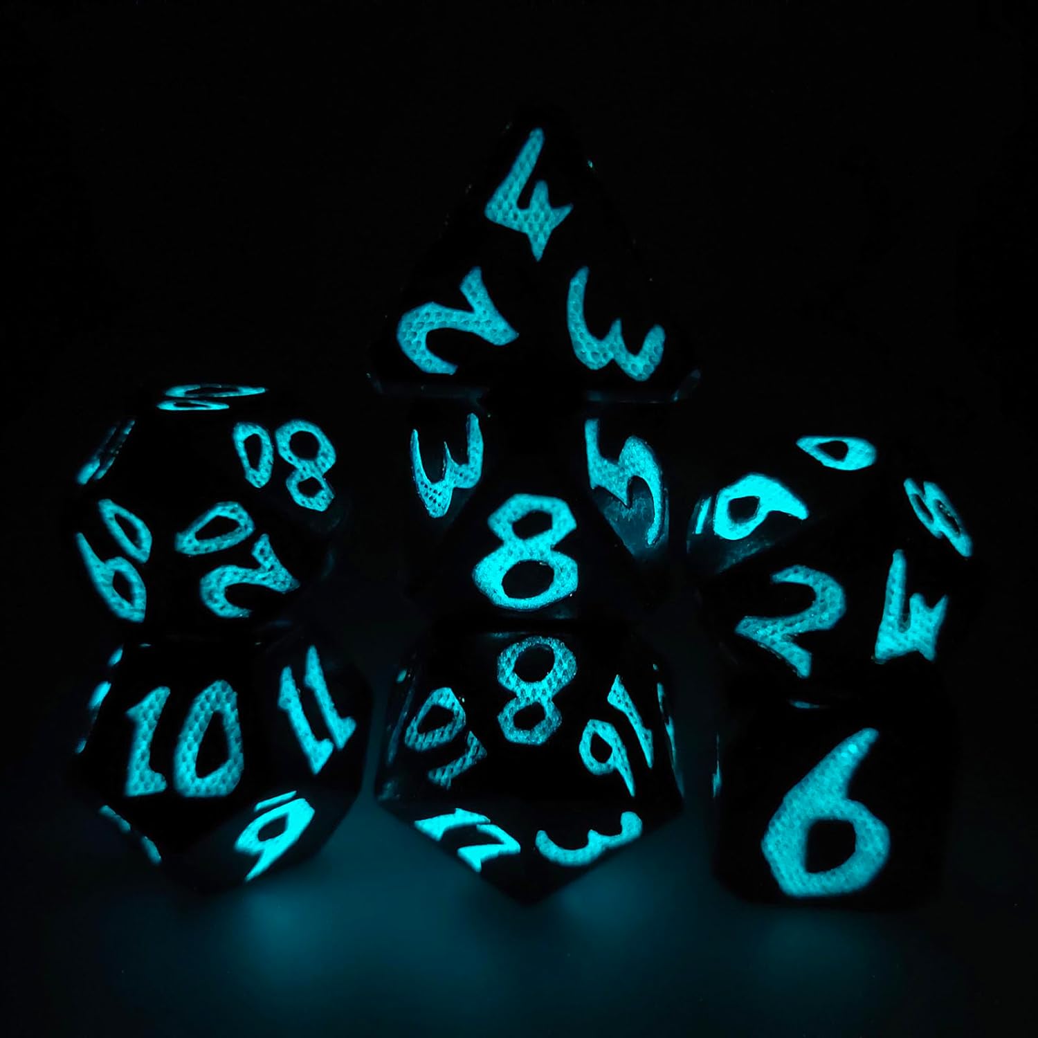 Schimmermond Würfelset | Blau-Grau | Metall