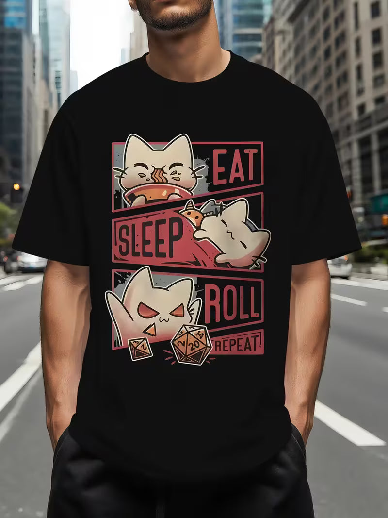 Eat Sleep Roll | D&D Fan T-Shirt
