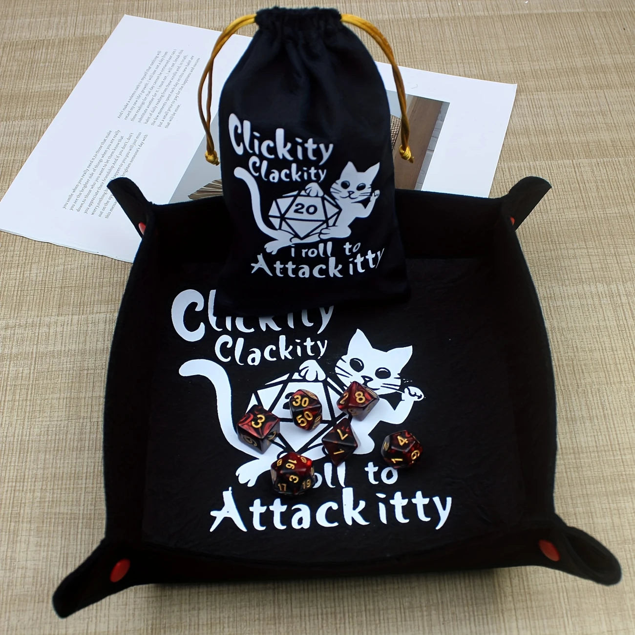 Clickity Kitty Würfelbox mit XXL Würfelbeutel | Dicetray