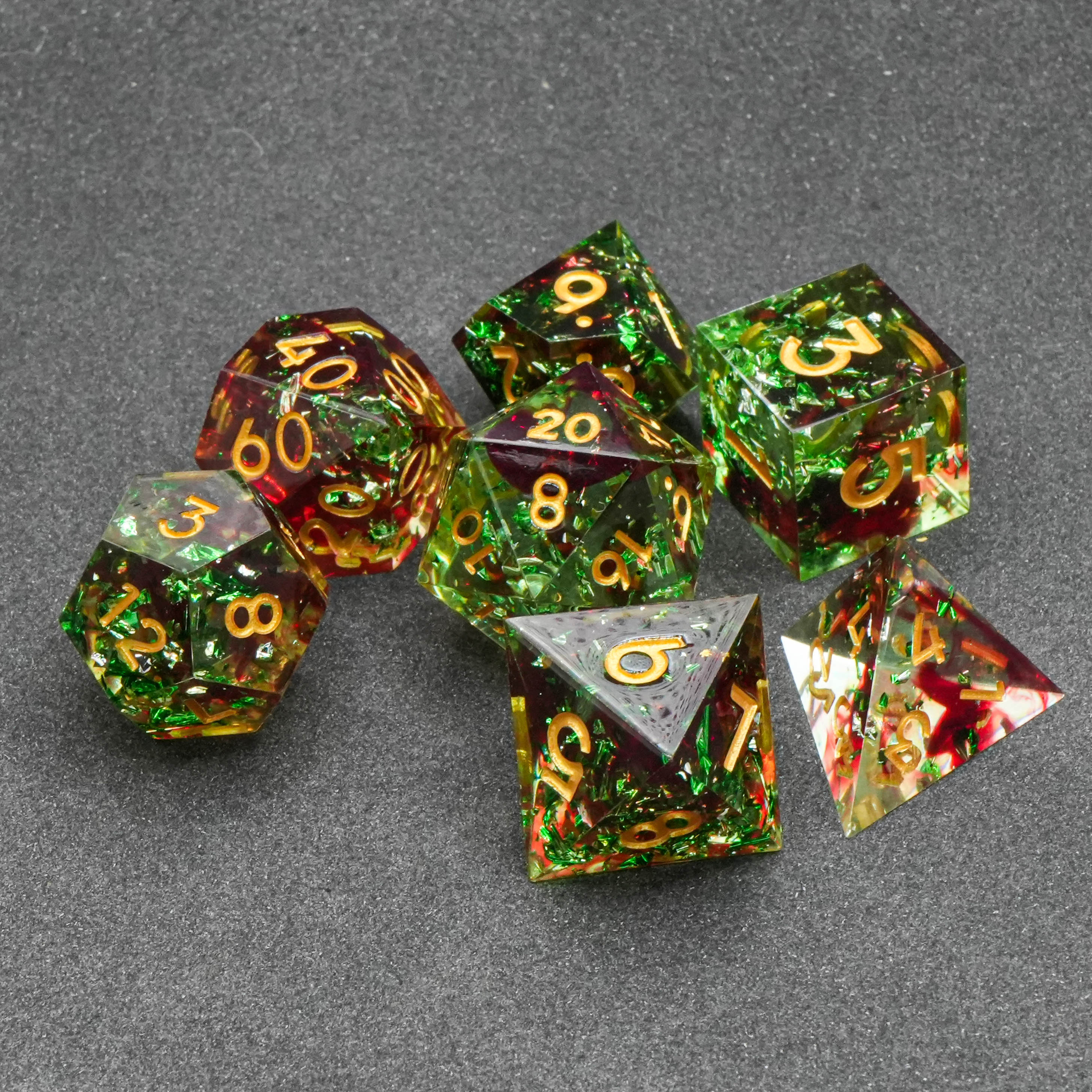 Druidenkraft Diceset mit Goldfolie | 7-teiliges Würfelset