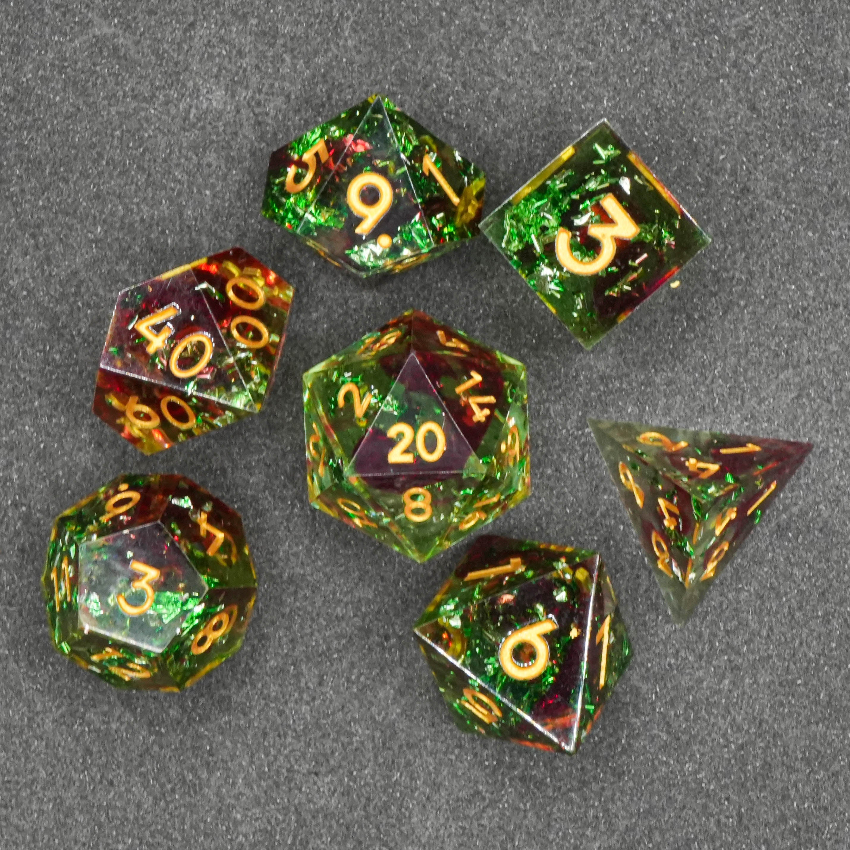 Druidenkraft Diceset mit Goldfolie | 7-teiliges Würfelset