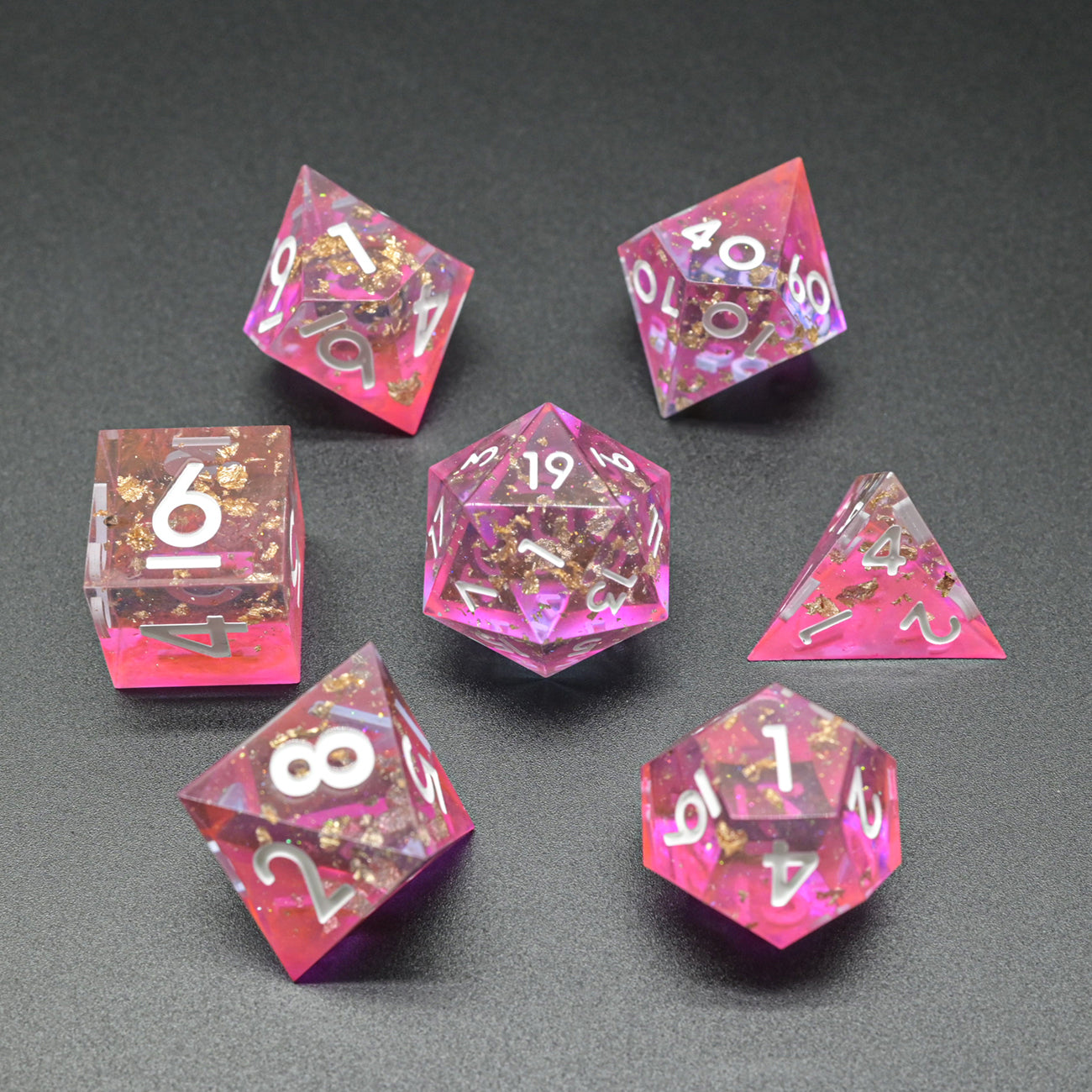 Pink Beauty mit Goldpartikeln | 7-teiliges Würfelset