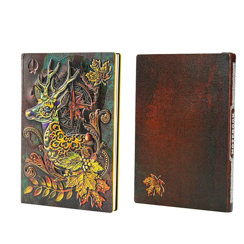Waldgott Hirsch Tagebuch | Mit Prägung | Kunstleder Notebook Din A5
