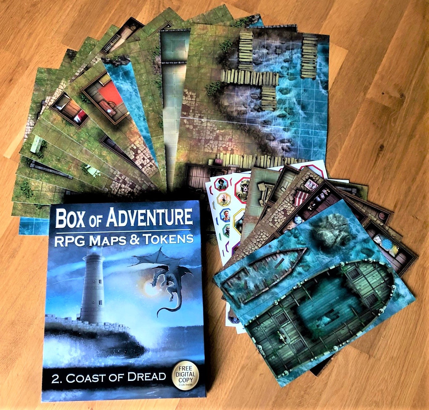 Loke Battlemats Box of Adventure RPG Maps & Tokens Coast of Dread