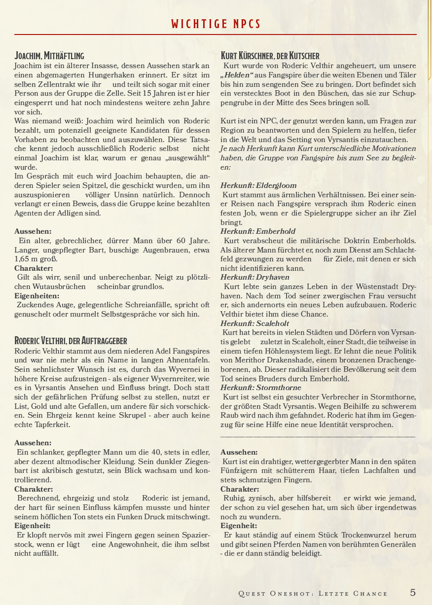 QUEST Oneshot Abenteuer: "Eine letzte Chance" | 5e