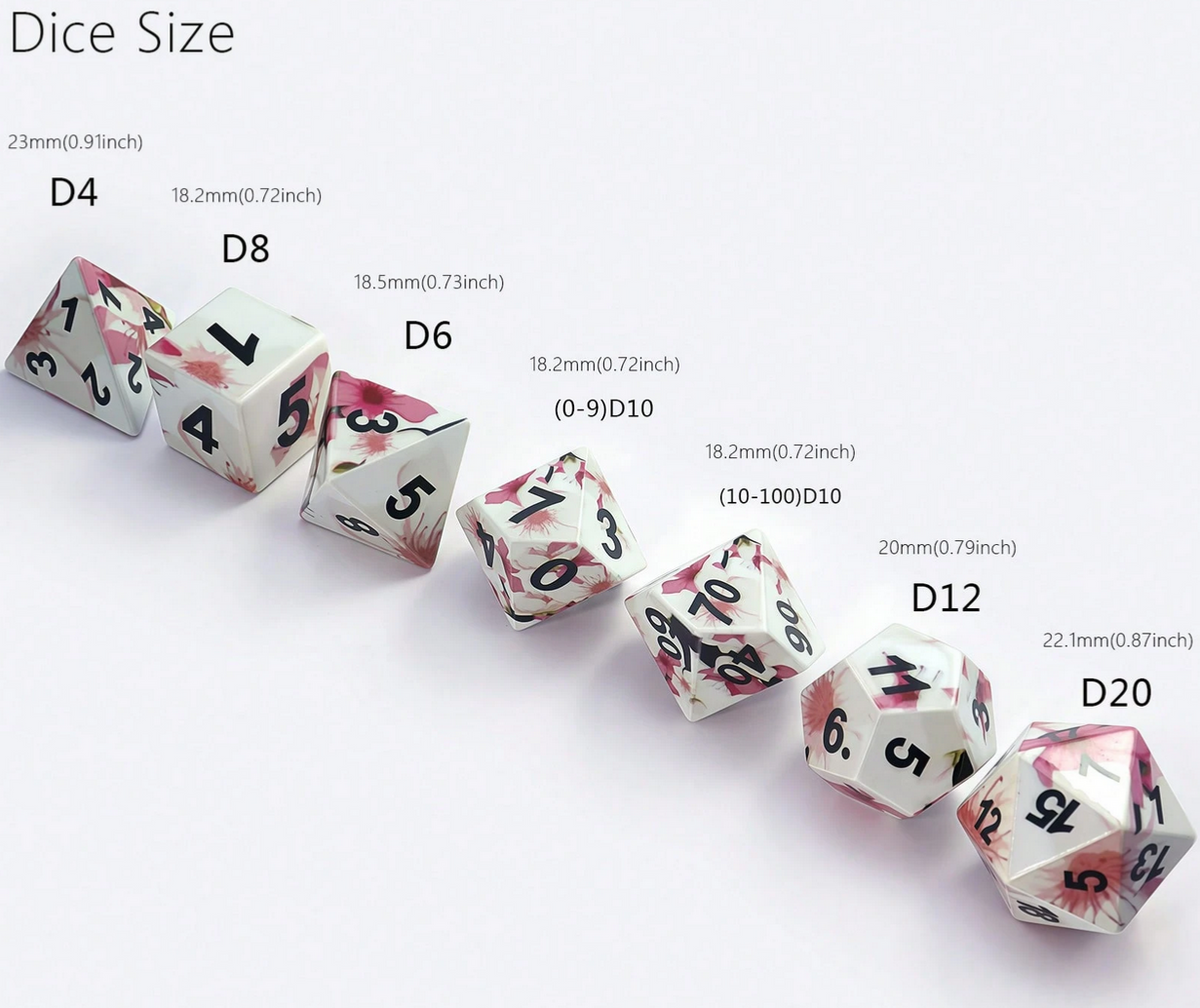 Kirschblüten Diceset | | 7 teiliges Würfelset