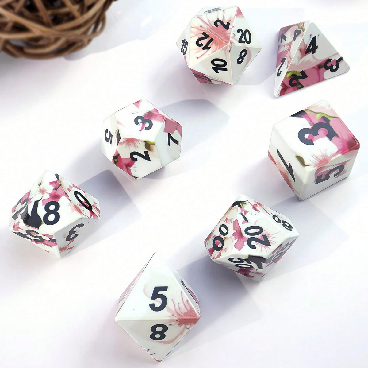 Kirschblüten Diceset | | 7 teiliges Würfelset