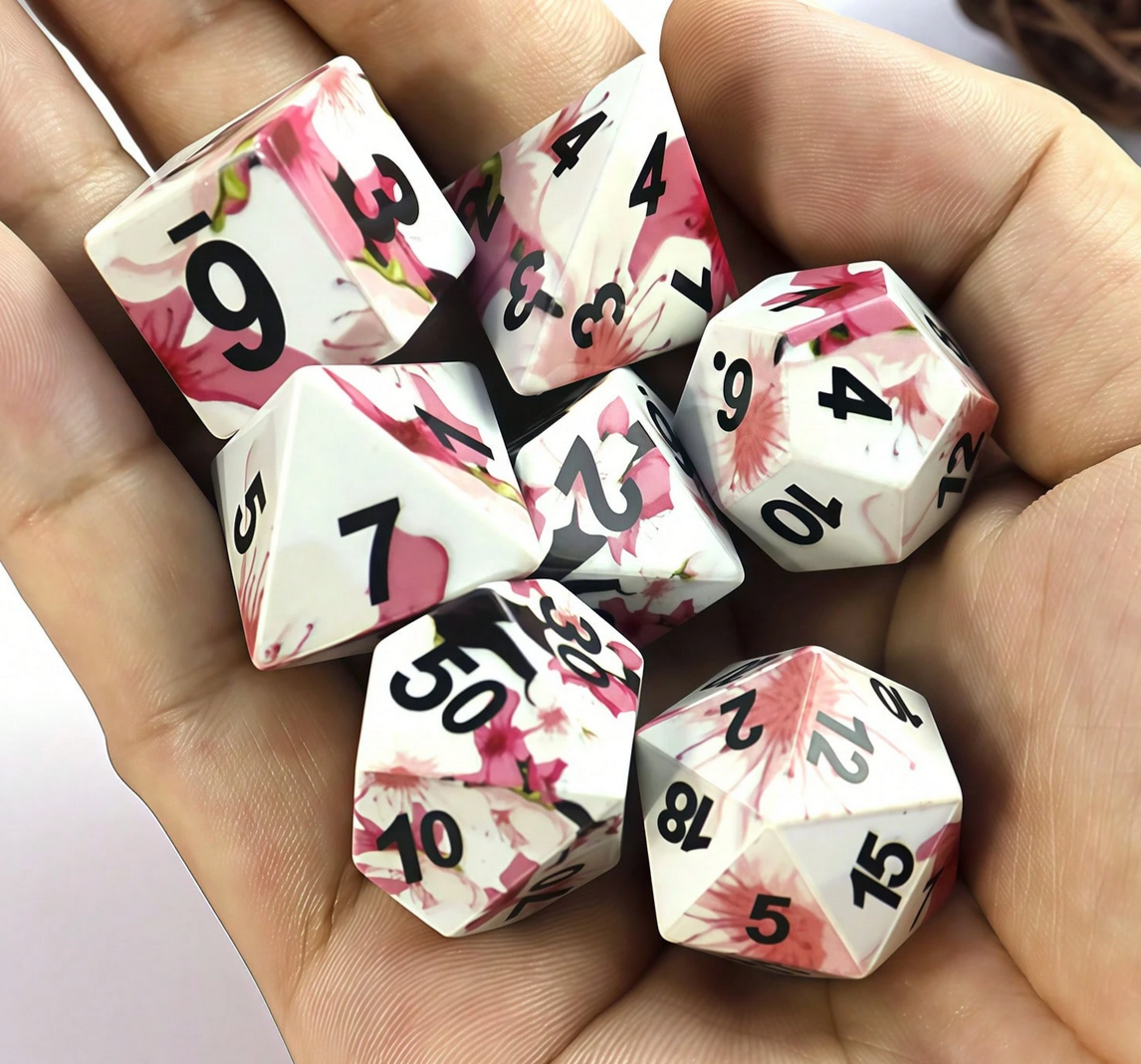 Kirschblüten Diceset | | 7 teiliges Würfelset