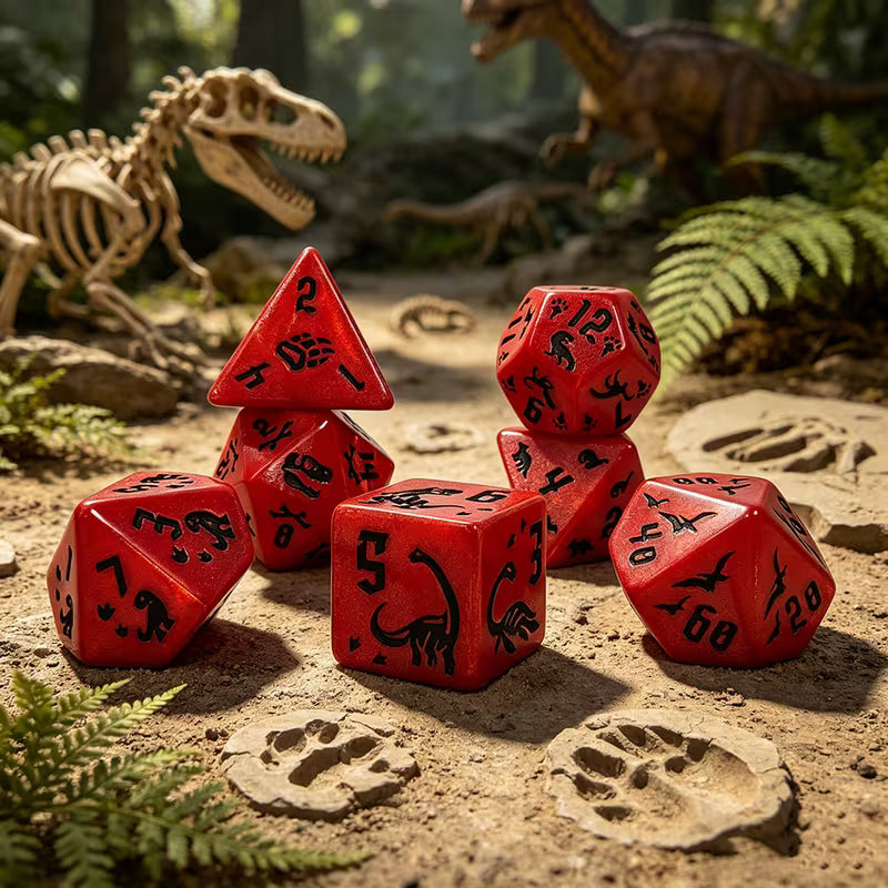 Jurassic Dino Diceset | 7-teiliges Würfelset