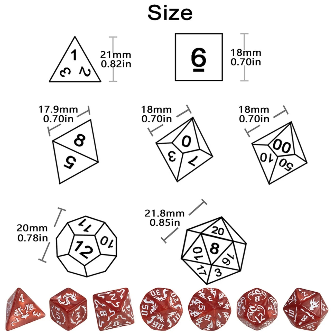 Drachen-Magie Würfel | 7-teiliges Würfelset
