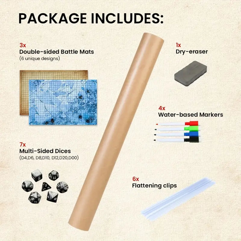 Battle Game Mats Megaset 6er | inkl. Würfelset