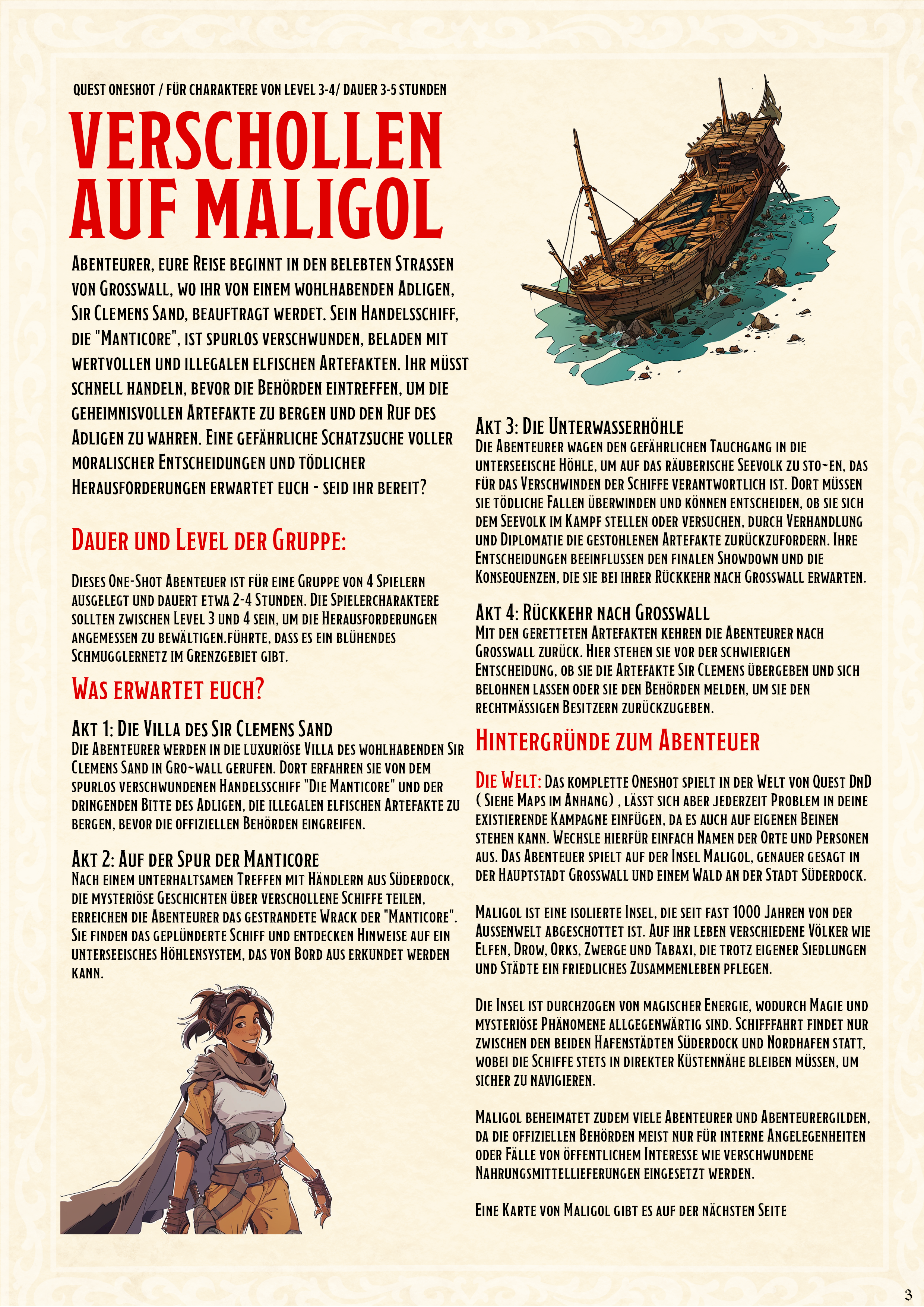 Quest Oneshot Abenteuer: "Verschollen auf Maligol" | 5e