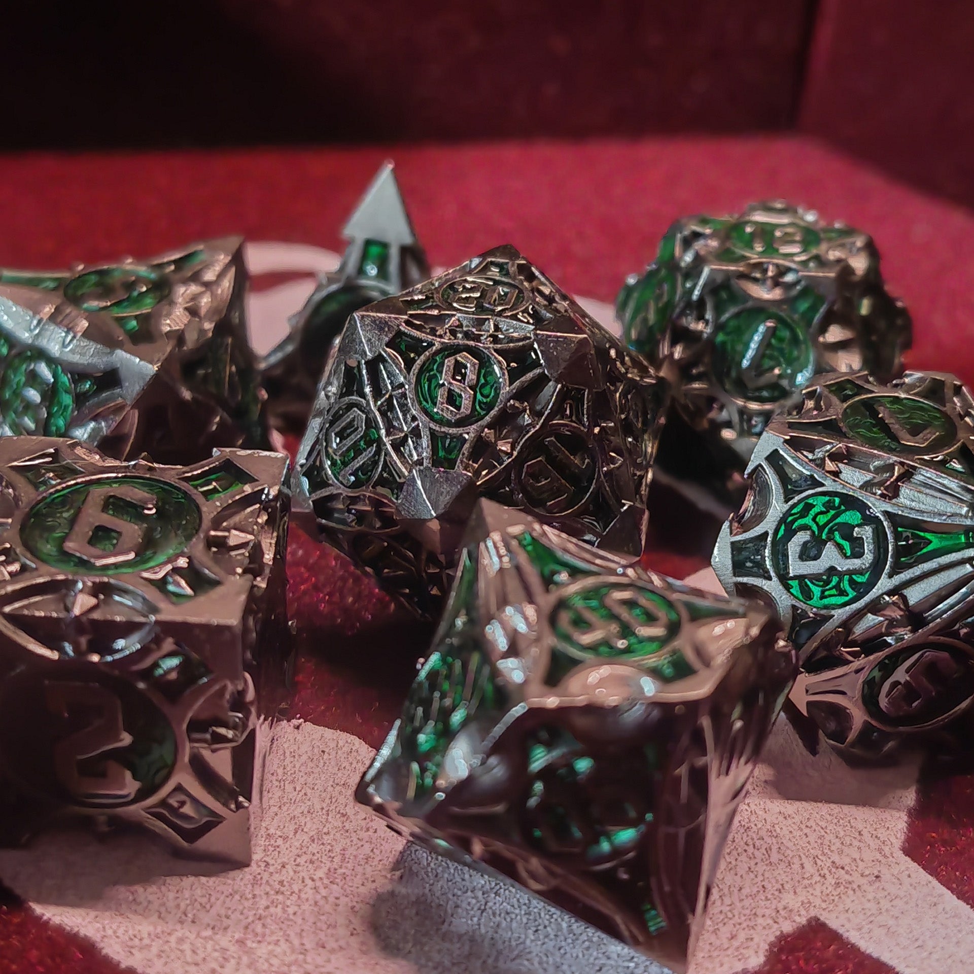 Magic Snake Metallwürfel Grün | Set 7-Teilig