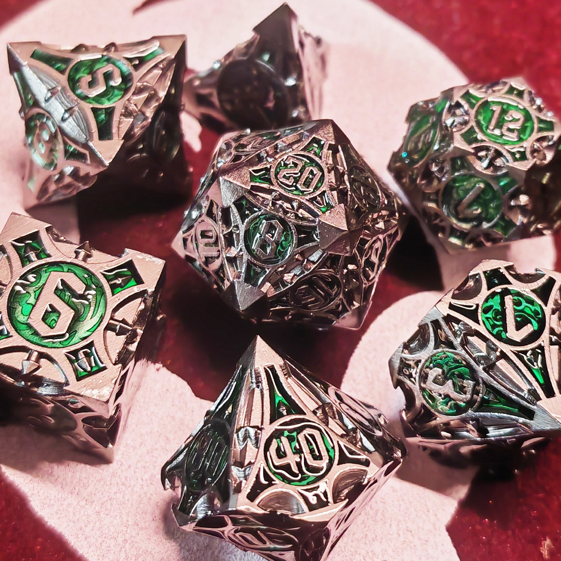 Magic Snake Metallwürfel Grün | Set 7-Teilig