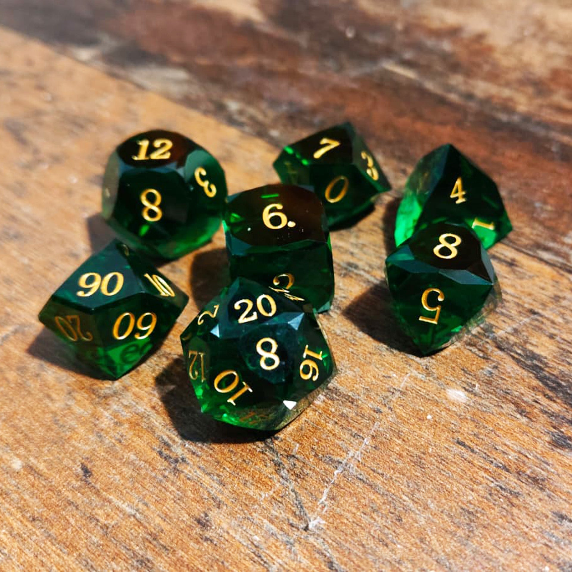 Smaragd Edelstein Grün - Dice | 7-teiliges Würfelset