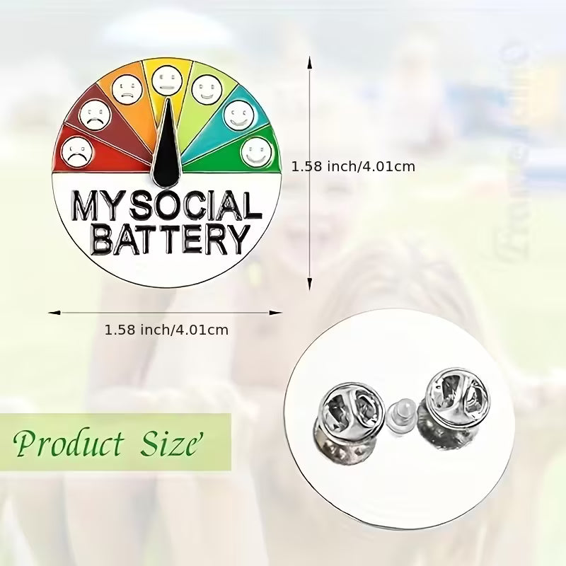 Social Battery Anstecker | Verstellbar aus Metall