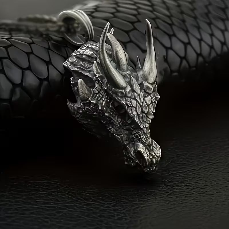 Drachenkopf Metall Kette | Silber