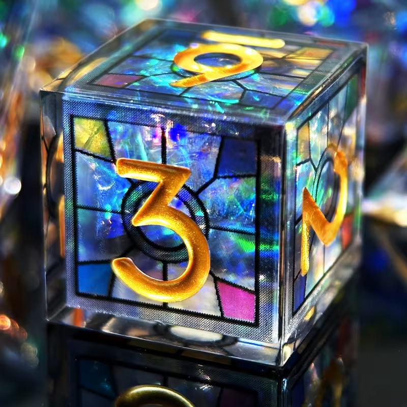 Chroma Crystal Blue | 7-teiliges Würfelset mit Würfelbeutel