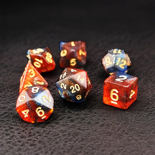 Kosmischer Bernstein Diceset | 7-teiliges Würfelset