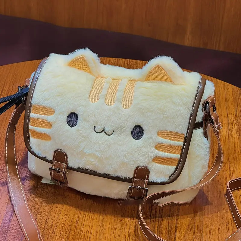 Plüsch Katzen Umhängetasche | Tasche mit Stick