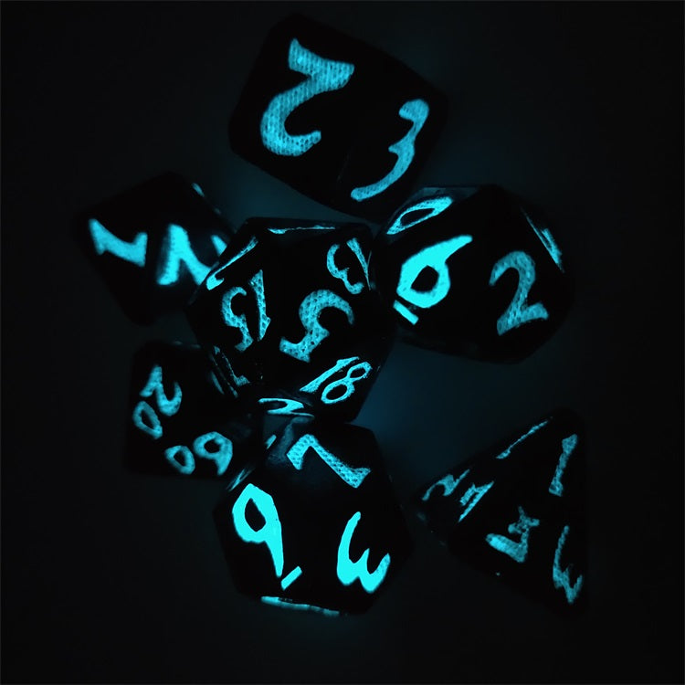Schimmermond Würfelset | Blau-Grau | Metall