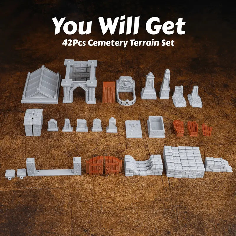 Friedhof Set Miniaturen | 42-teile | 28mm Maßstab