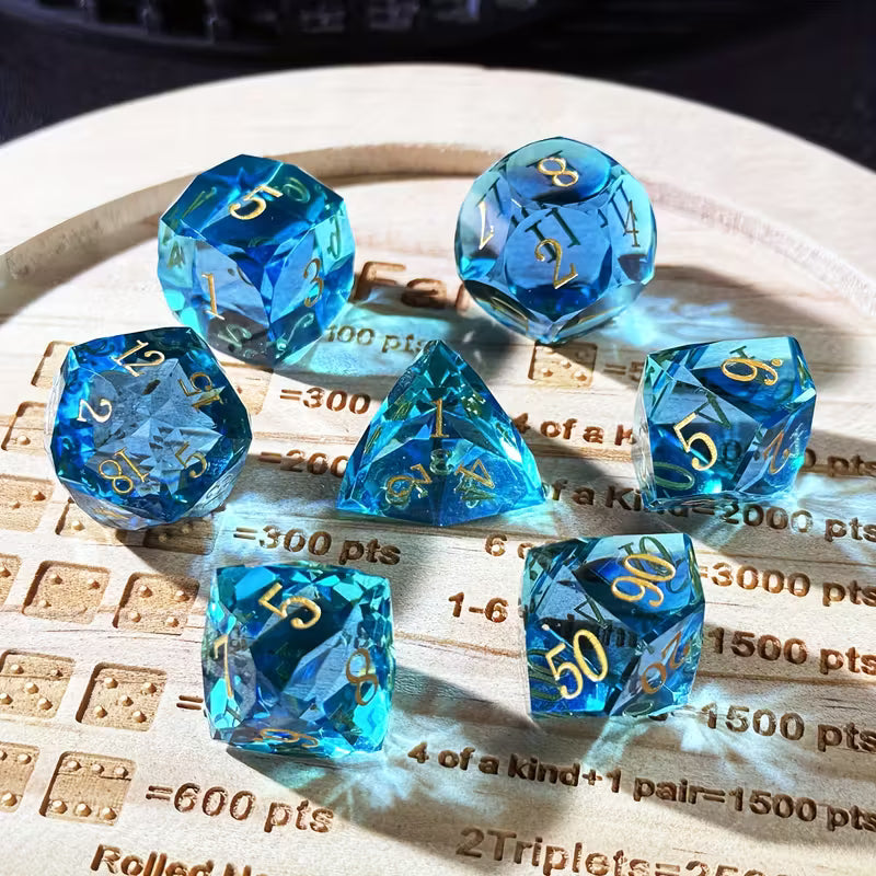 Saphir Edelstein Grün - Dice | 7-teiliges Würfelset