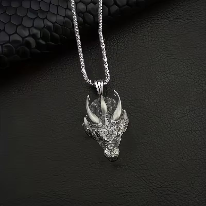 Drachenkopf Metall Kette | Silber