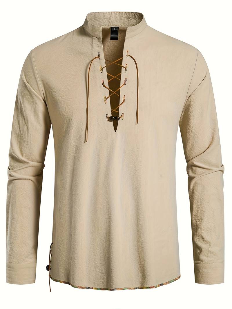 Herren "Hammwall" Henley-Shirt Langarm Hemd | 100% Baumwolle