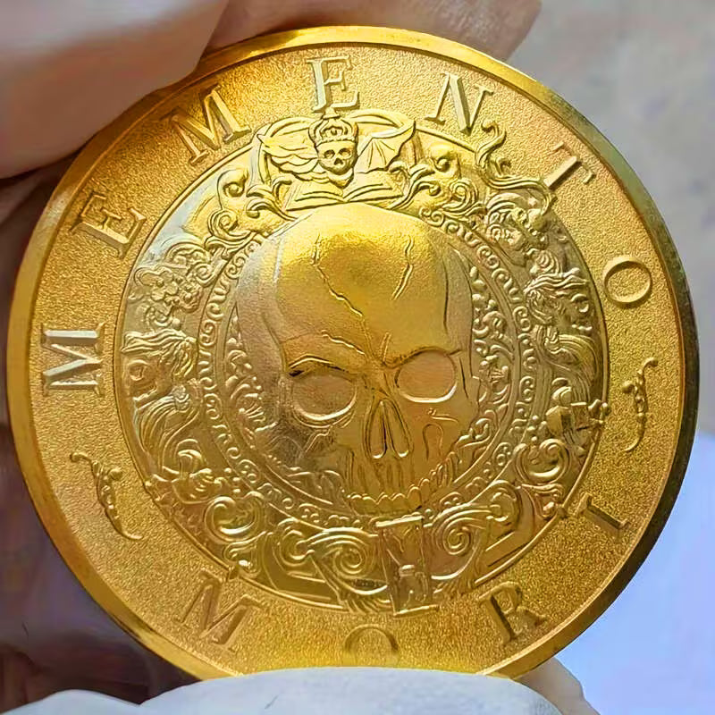 Death Saving Throw Münze Gold "Memento Mori" | Todesrettungswurf