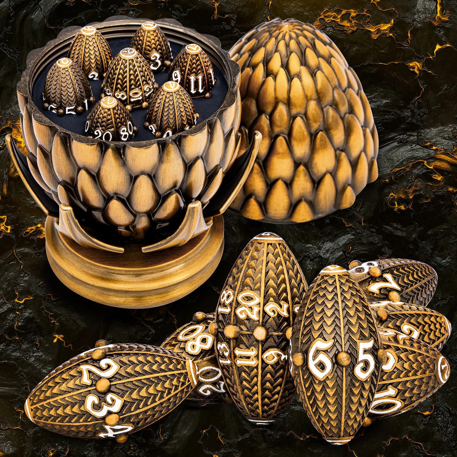 Drachenei Dice | 7 teiliges Großwyrm Würfelset