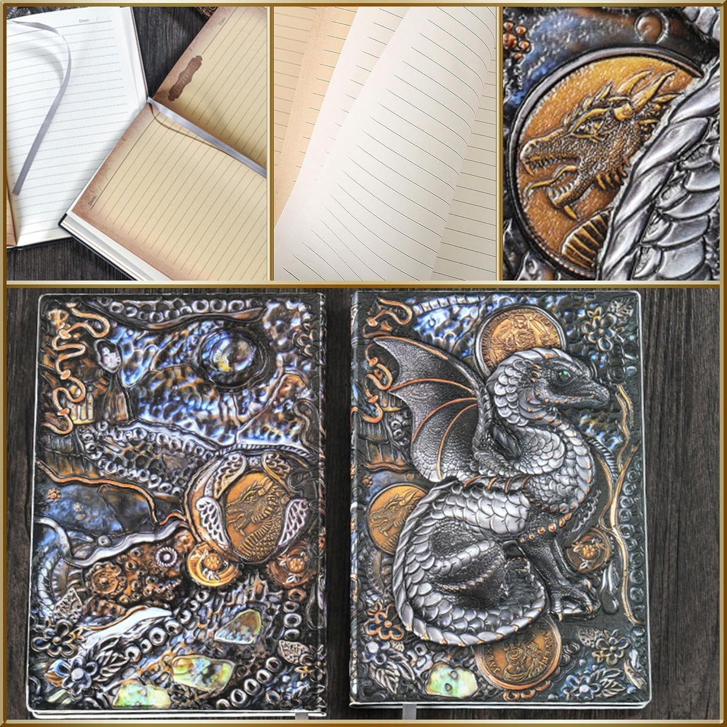 Götterdrache Tagebuch | Mit Prägung | Kunstleder Dragon Notebook Din A5