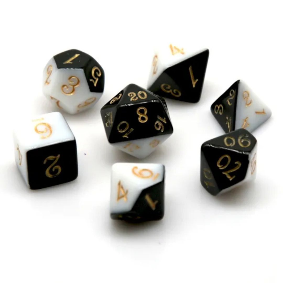 Black & White Dice | 7-teiliges Würfelset
