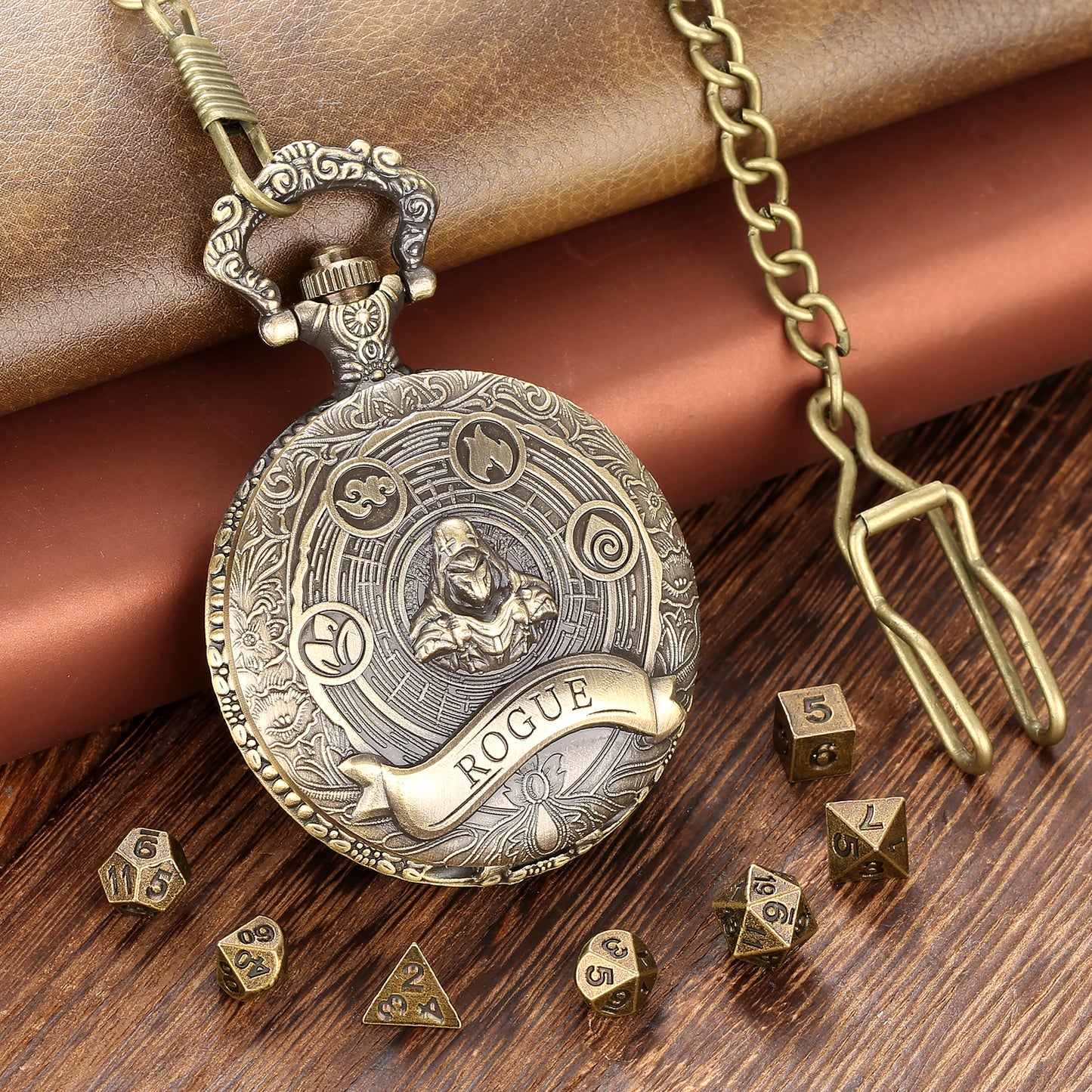 Rogue - Würfel Taschenuhr | inkl. 7 teiliges Mini Metallwürfelset