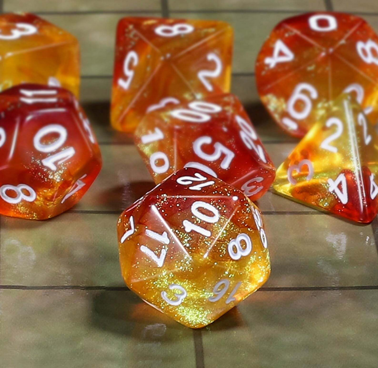 Gold Honey Diceset | 7 teiliges Würfelset