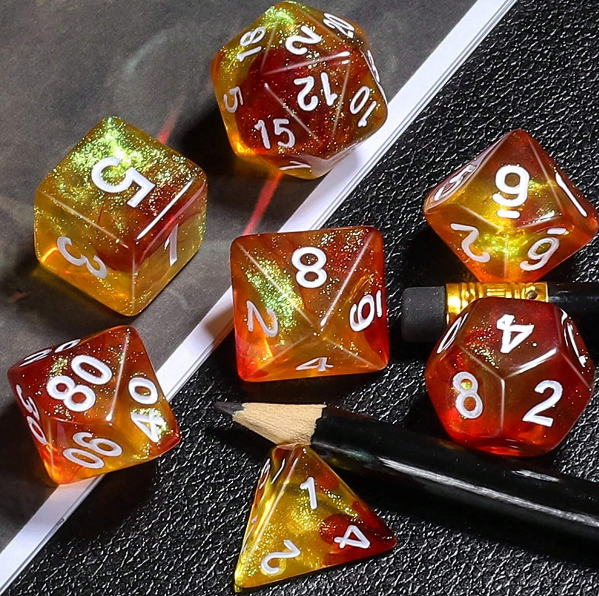 Gold Honey Diceset | 7 teiliges Würfelset