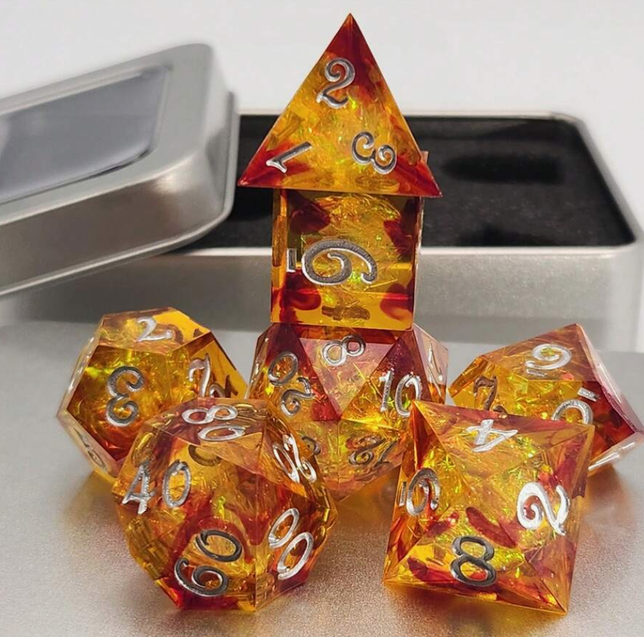 Golden Magic | 7 teiliges Würfelset + Schatulle