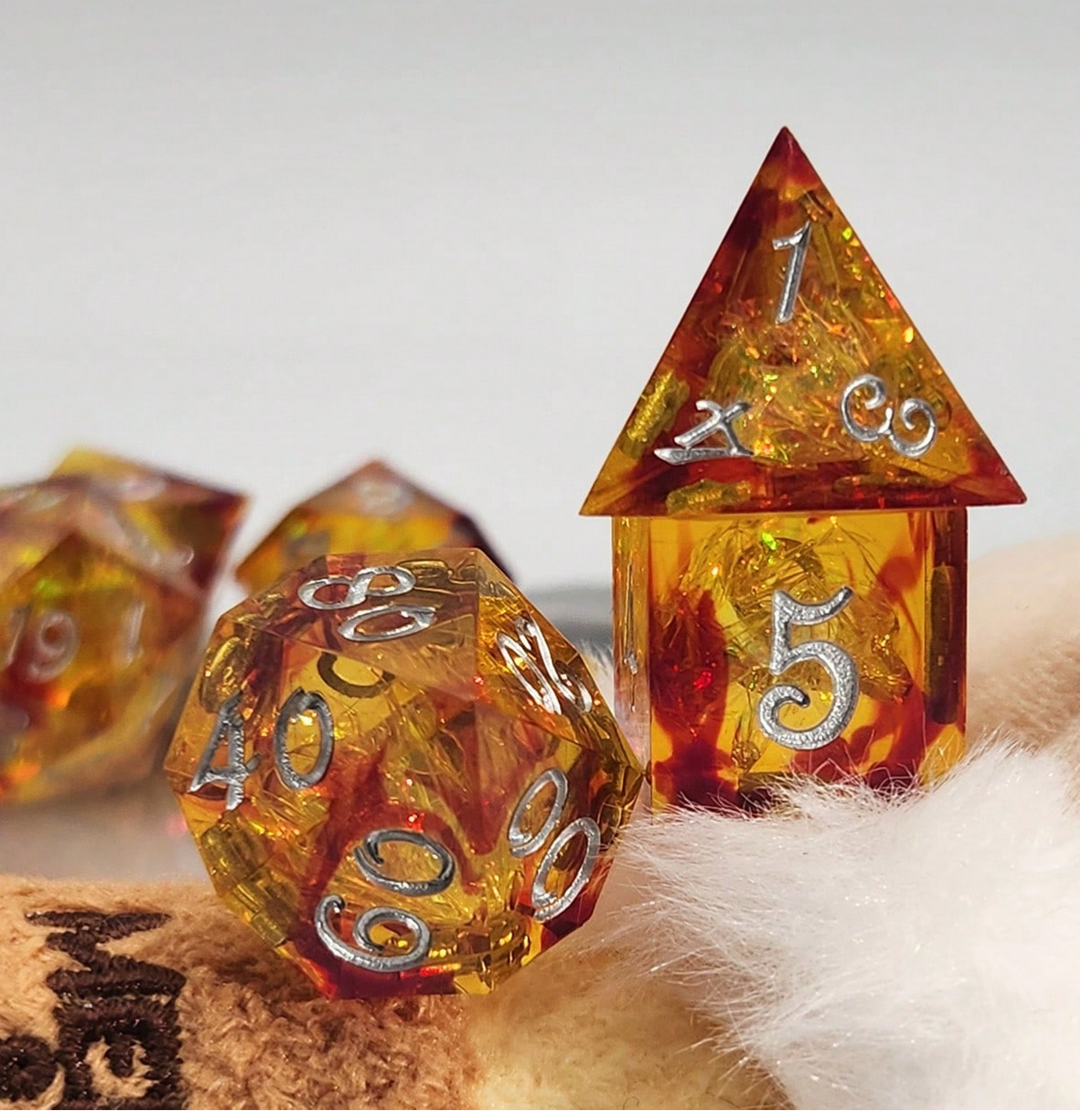 Golden Magic | 7 teiliges Würfelset + Schatulle