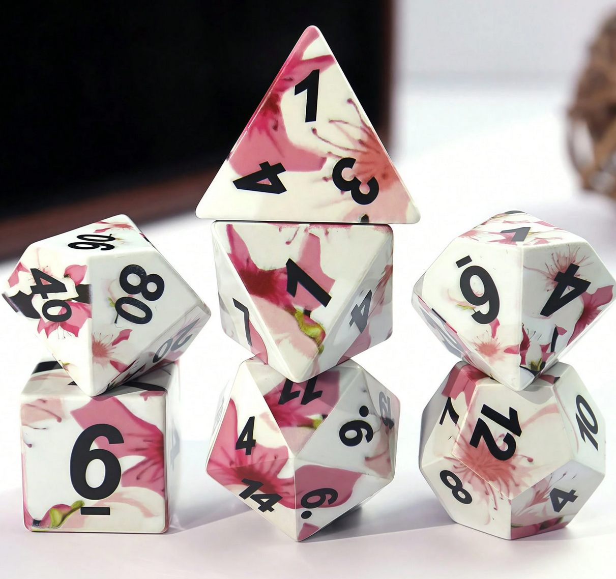 Kirschblüten Diceset |  | 7 teiliges Würfelset