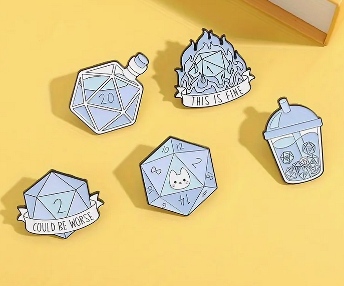 D20 Cartoon Anstecker | 5er Set