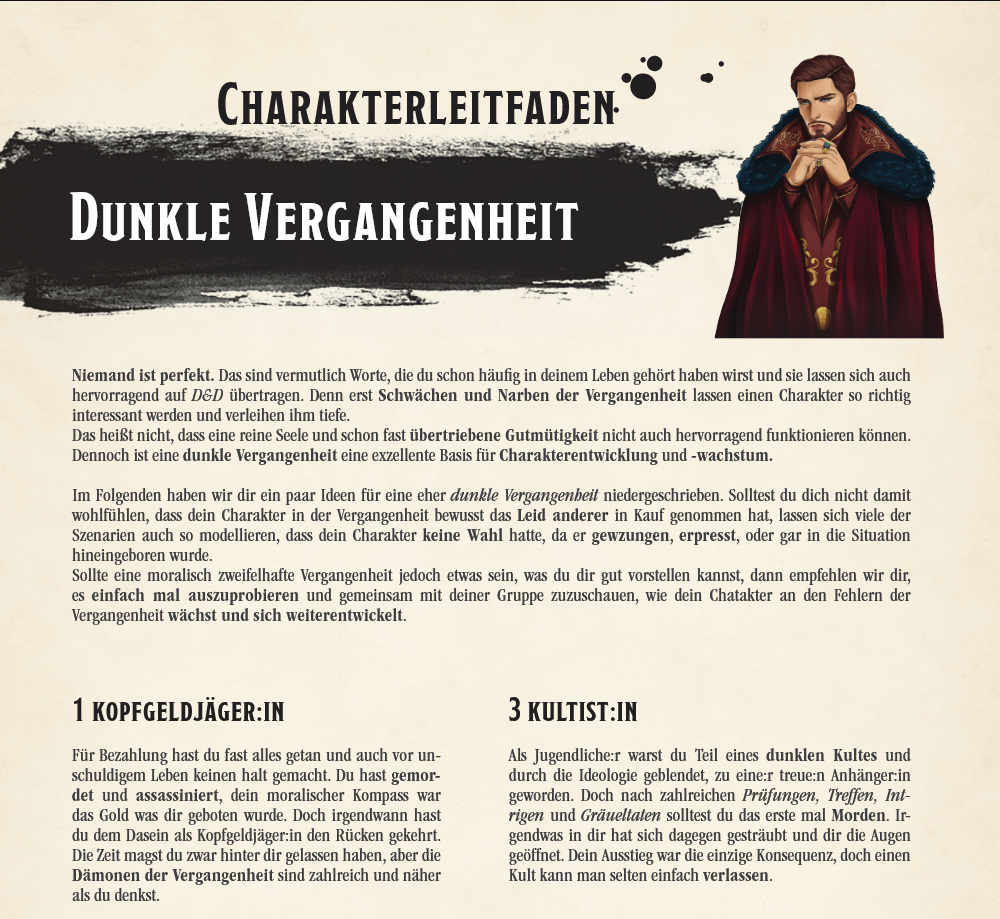 Dunkle Vergangenheit - 10 Backstoryideen für deinen D&D Charakter | Kostenloser Download | Deutsch